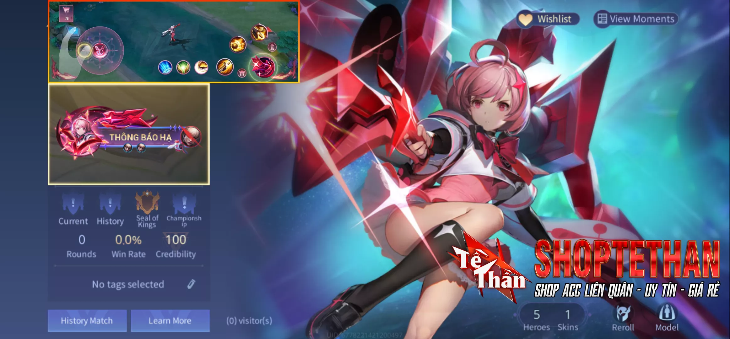 Ảnh ACC REG: Violet thứ nguyên vệ thần full phụ kiện, Tulen tiêu dao vũ thần, sẵn tướng, trắng thông tin, free đổi tên